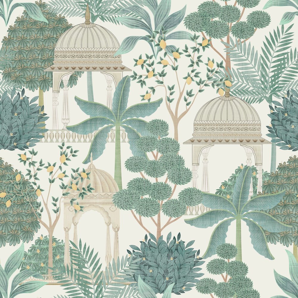 Exotic Pavilion Wallpaper 100015EH by Esselle Home in Parchment Green